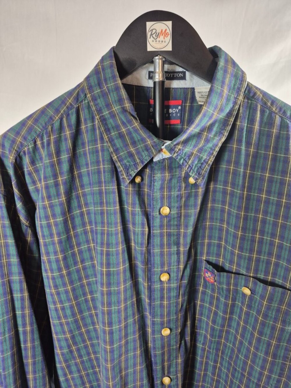 Vintage Bugle Boy Classics Plaid Shirt XL 90s Pure Cotton Preppy